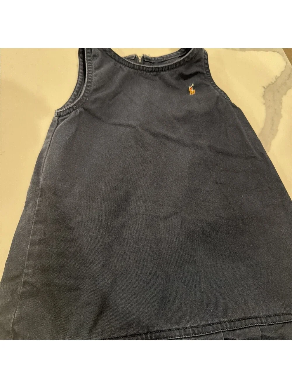 Vintage Girls Ralph Lauren Navy Sleeveless Dress 3T 100% Cotton